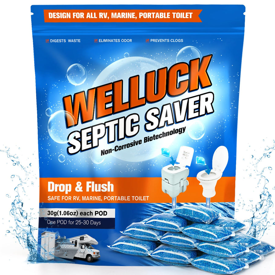 20 Packs RV Toilet Treatment Drop Ins, Black Tank Deodorizer for RV Camping Marine Portable Toilet, Camping Toilet Cleaners Chemicals, MAX supplement kit for 20 Week