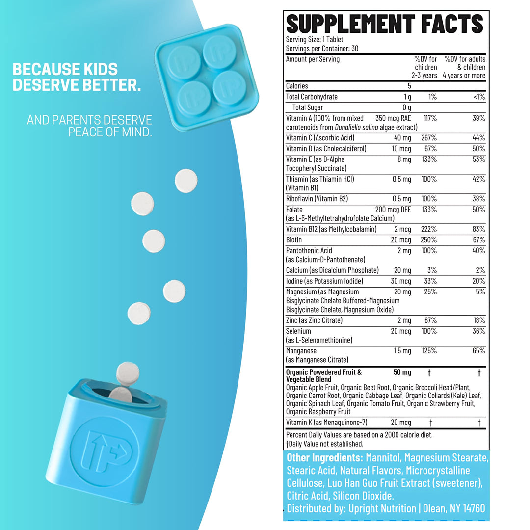 Children's Multivitamin | Chewable, Sugar-Free | 17+ Essential Nutrients | No Junk | Includes A, C, D3, E, K, B1, B2, B5, B7, B12, Calcium, Zinc & Magnesium | Kid-Approved Flavor