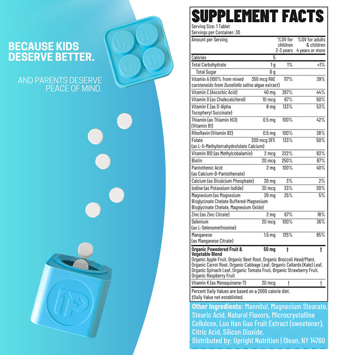 Children's Multivitamin | Chewable, Sugar-Free | 17+ Essential Nutrients | No Junk | Includes A, C, D3, E, K, B1, B2, B5, B7, B12, Calcium, Zinc & Magnesium | Kid-Approved Flavor