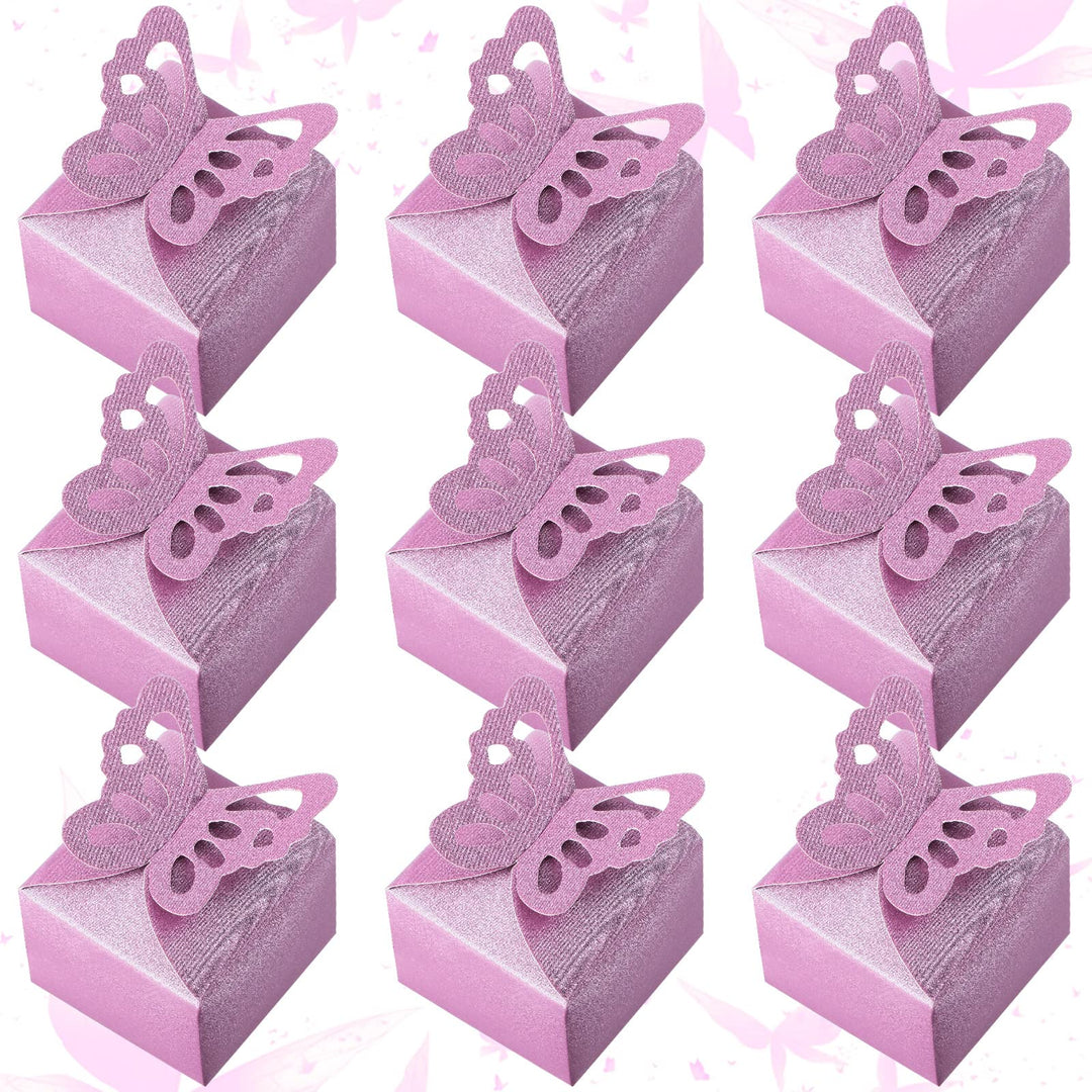 60 Pieces Butterfly Favor Boxes Valentine Chocolate Box Romantic DIY Wedding Candy Box bridal Shower Boxes Birthday Treat Present Wrap Decorations(Purple)