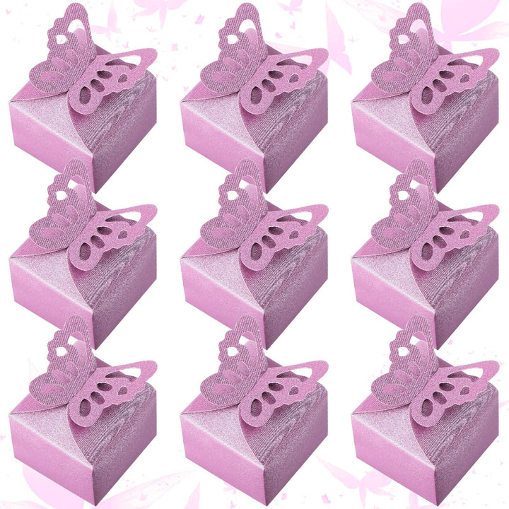 60 Pieces Butterfly Favor Boxes Valentine Chocolate Box Romantic DIY Wedding Candy Box bridal Shower Boxes Birthday Treat Present Wrap Decorations(Purple)