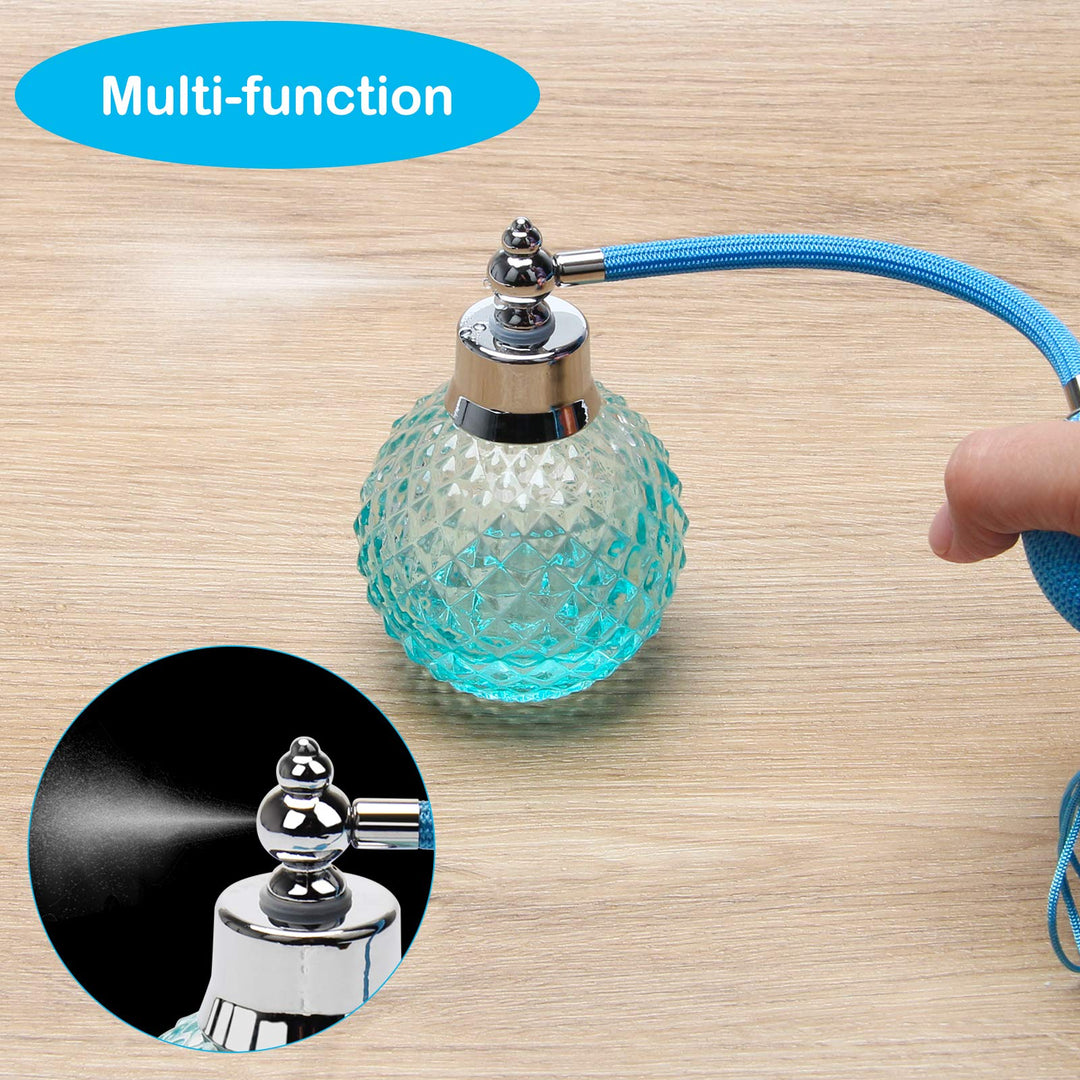 Crystal Art Vintage Style Refillable Perfume Atomizer Long Spray Bottle 100ml (Blue)