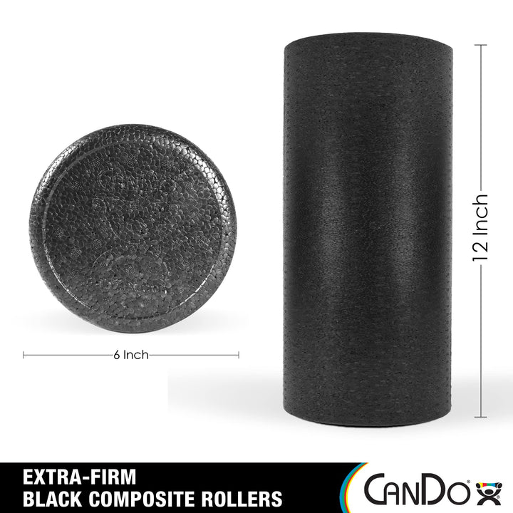 30-2281 Foam Roller, Extra Firm and Round, 6 x 12, Black-Composite