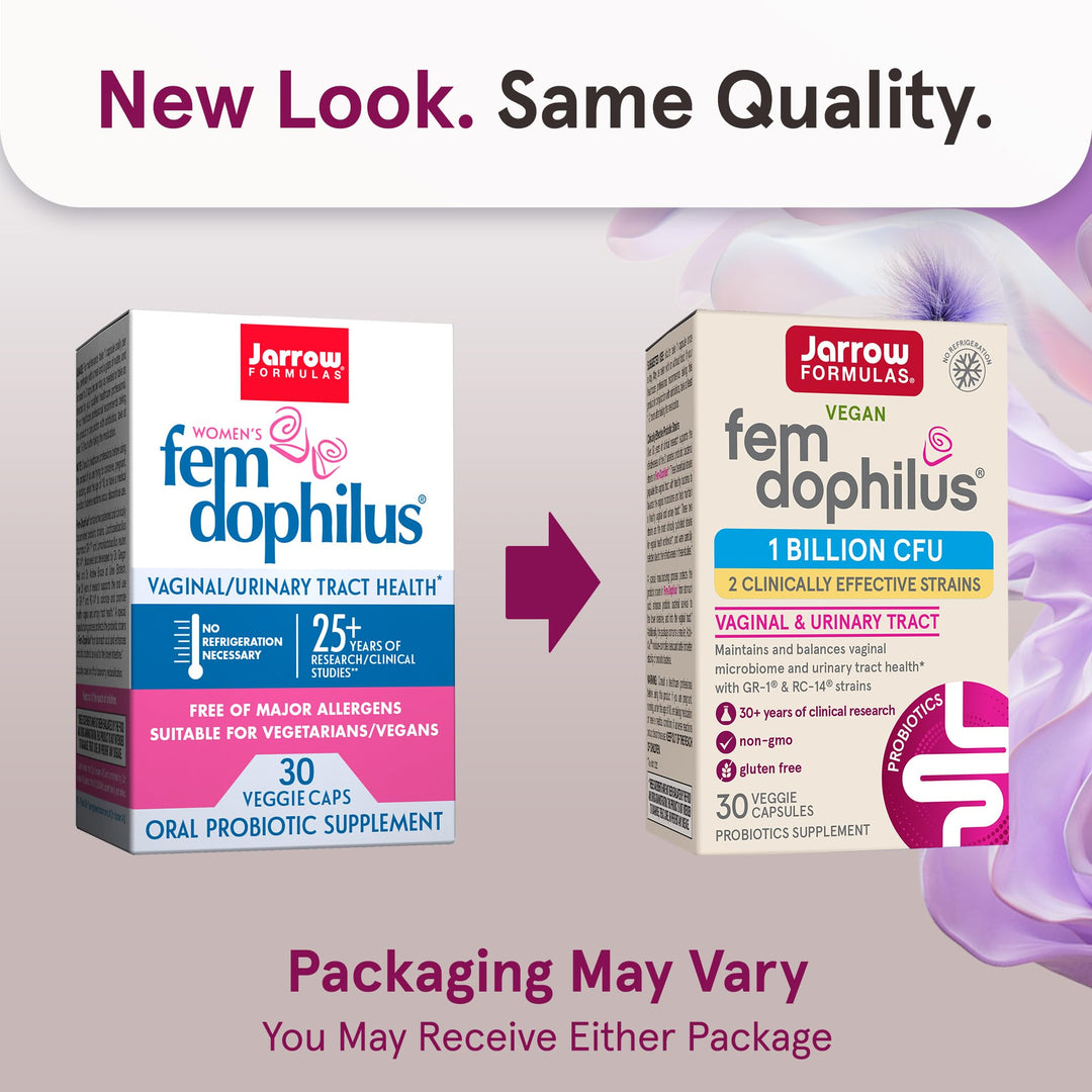 Fem-Dophilus Probiotics 1 Billion CFU With 2 Science-Backed Strains, Dietary Supplement for Vaginal and Urinary Tract Support, 30 Veggie Capsules, Up to a 30 Day Supply, Shelf-Stable