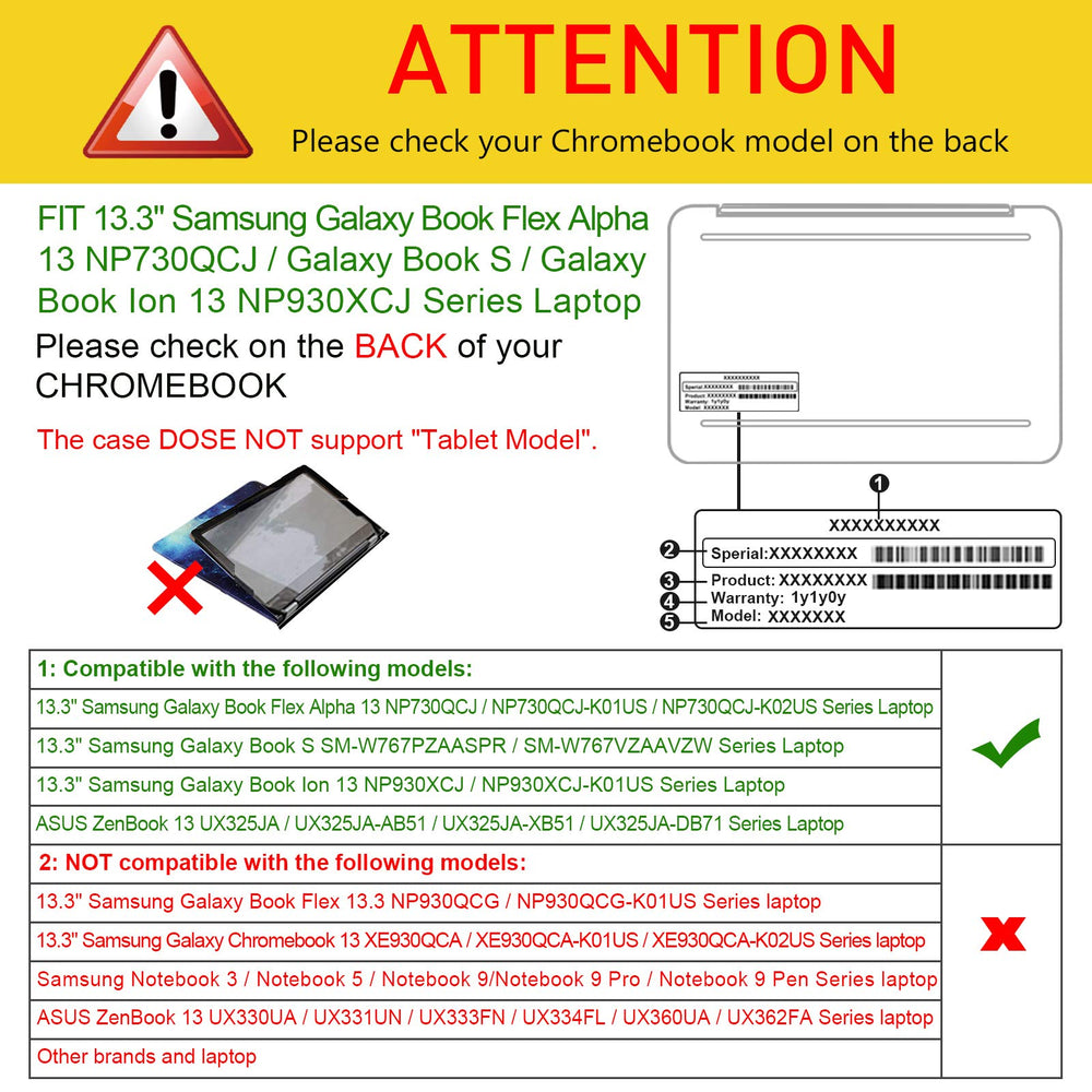 Sleeve Case Cover for 13.3 Samsung Galaxy Book Flex Alpha 13 NP730QCJ/ Book Flex2 Alpha NP730QDA/Galaxy Chromebook 2 XE530QDA/Galaxy Book S/ Ion 13 NP930XCJ, Black