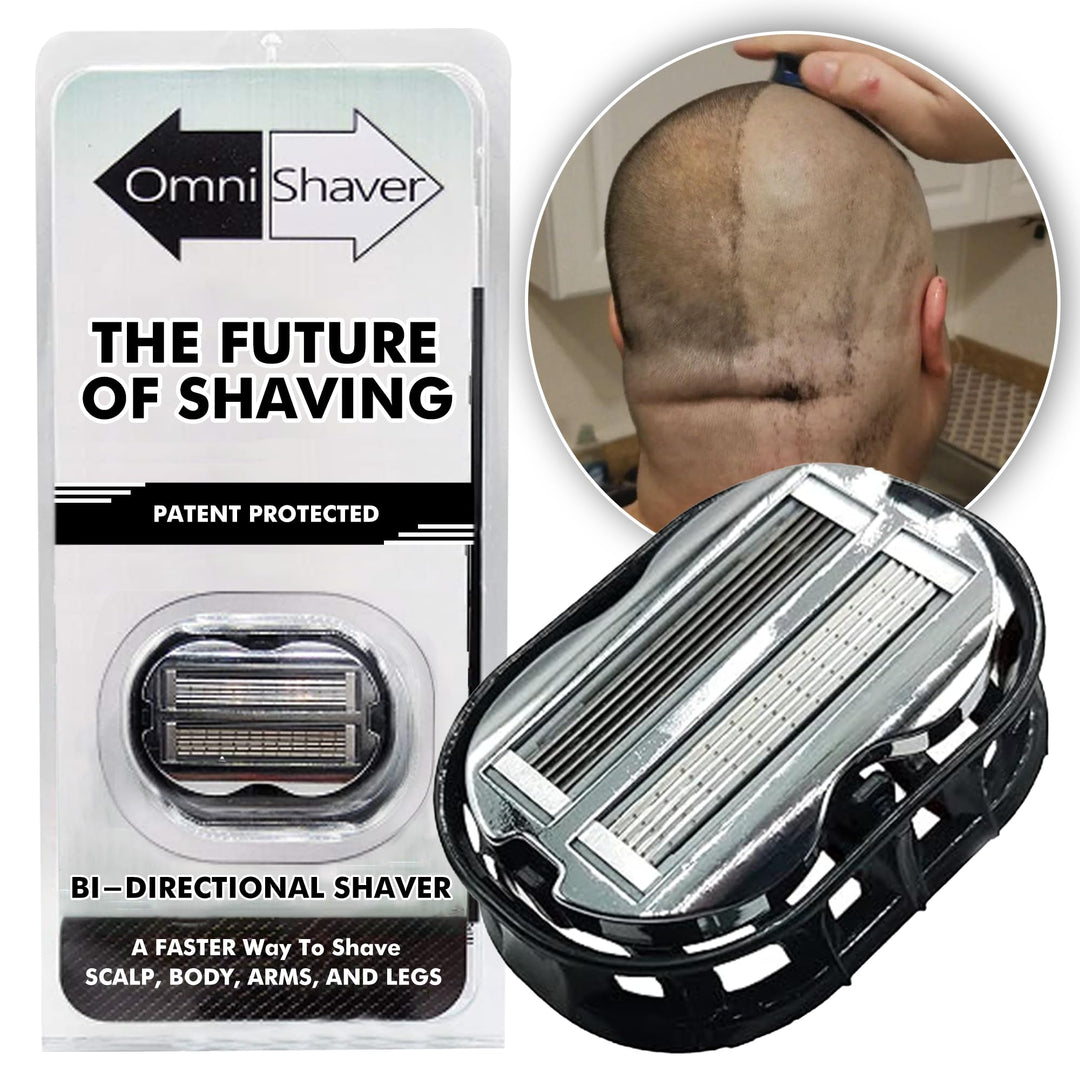 Premium Omnishaver Bi-Directional Shavers for Men & Women | 10x Faster Than Disposable Razors | Self-Cleaning, Self-Stropping Razor Blades for Shaving Head, Legs, Arms, Body | No Rinsing During Shave