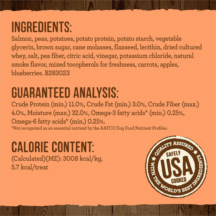 Power Bites Natural Soft And Chewy Real Meat Dog Treats, Grain Free Snack With Real Salmon Recipe - 6 oz. Bag