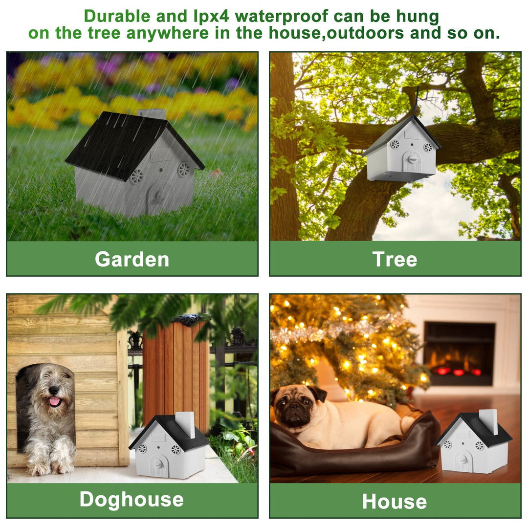 Metsoo Dog Barking Control Devices, Ultrasonic Bark Deterrent with 4 Models, Stop Device Training Up to 50 Ft Range, Anti Outdoor Weatherproof Birdhouse 2022White CSB12