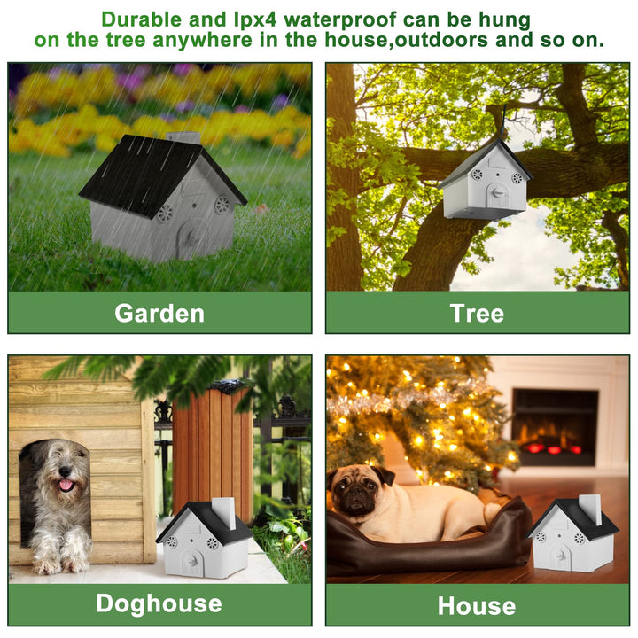 Metsoo Dog Barking Control Devices, Ultrasonic Bark Deterrent with 4 Models, Stop Device Training Up to 50 Ft Range, Anti Outdoor Weatherproof Birdhouse 2022White CSB12