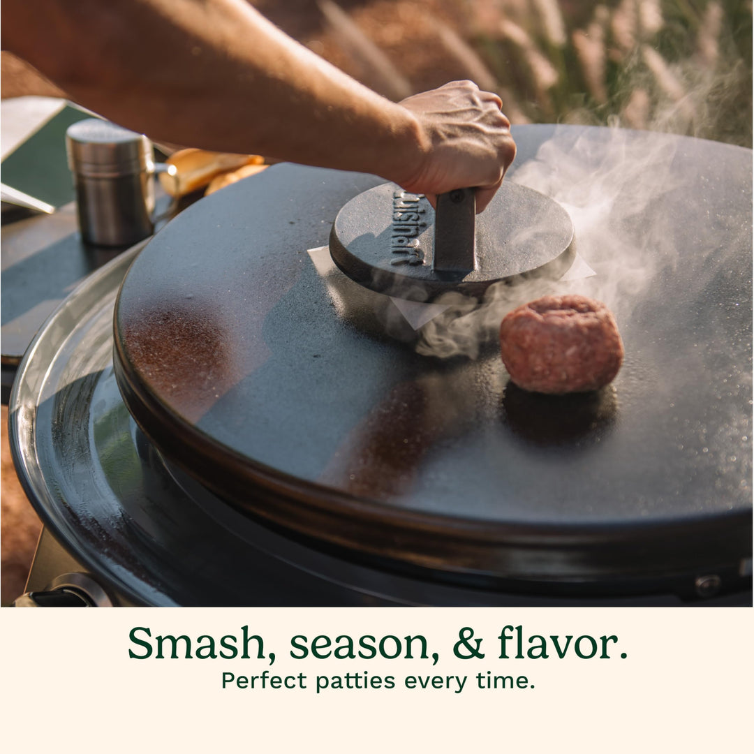 6.5 Cast Iron Smashed Burger Press, Juicy & Crispy Burgers for BBQs, Cookouts