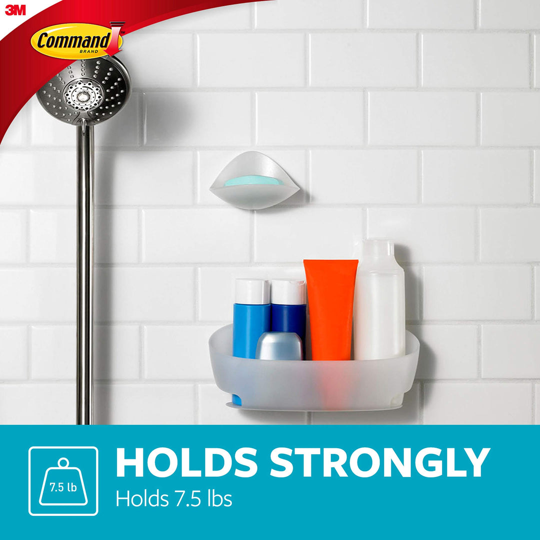 Shower Caddy, Clear Frosted, 1-Caddy, 4-Water Resistant Strips, Organize Damage-Free