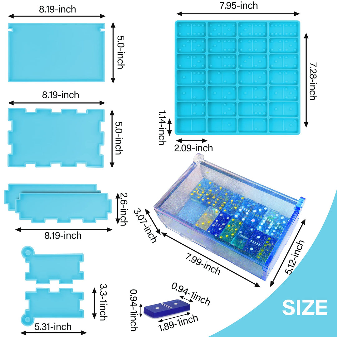 Domino Molds for Resin Casting, Silicone Resin Domino Mold Set, Domino Resin Mold and Domino Box Mold