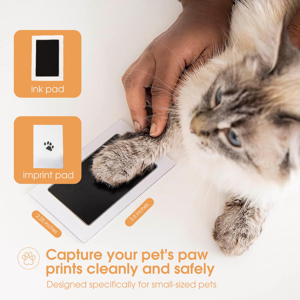 Pet Paw Print Clean Touch Ink Pad and Imprint Cards, Perfect for Cats or Dogs, Black