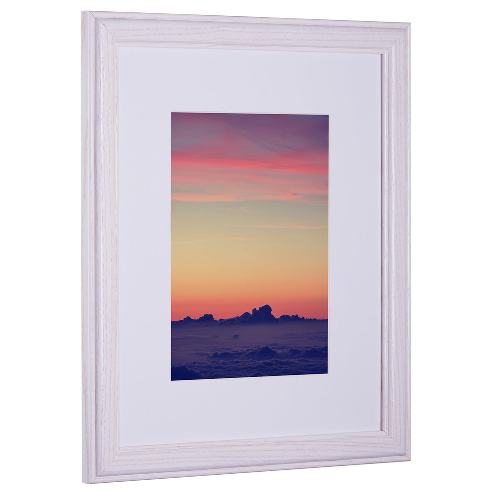 Wiltshire 236, Simple White Hardwood Picture Frame with Single White Mat - Displays a 16 x 20 Inch Print with the Mat or 20 x 24 Inch without the Mat