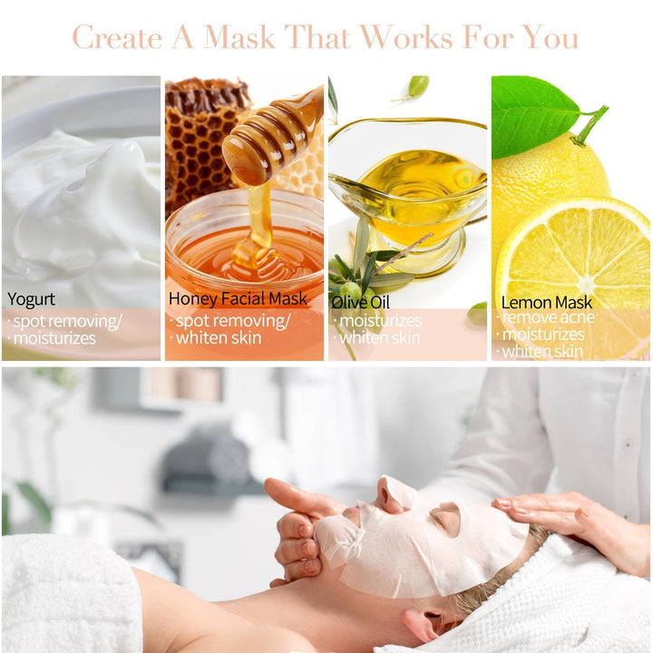 100Pcs Compressed Facial Mask Grain Skin Care Dry Sheet Mask Paper DIY Natural Face Cotton Mask Sheet With Free Mask Bowl and Stick (100 Pieces)