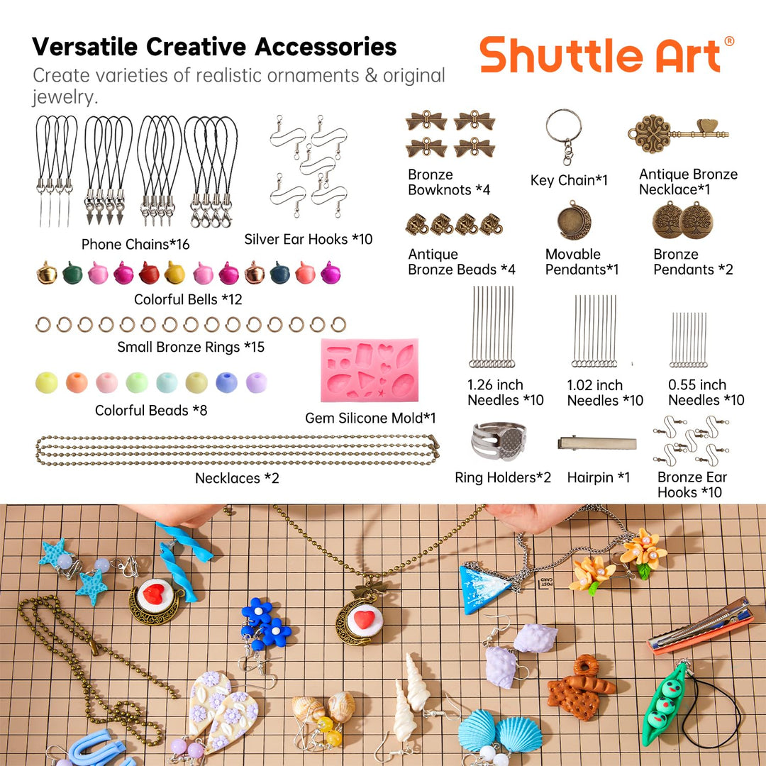 Polymer Clay, 60 Colors Oven Bake Modeling Clay, Creative Clay Kit with 19 Clay Tools and 16 Kinds of Accessories, Non-Toxic, Non-Sticky, Ideal DIY Art Craft Clay Gift for Kids Adults