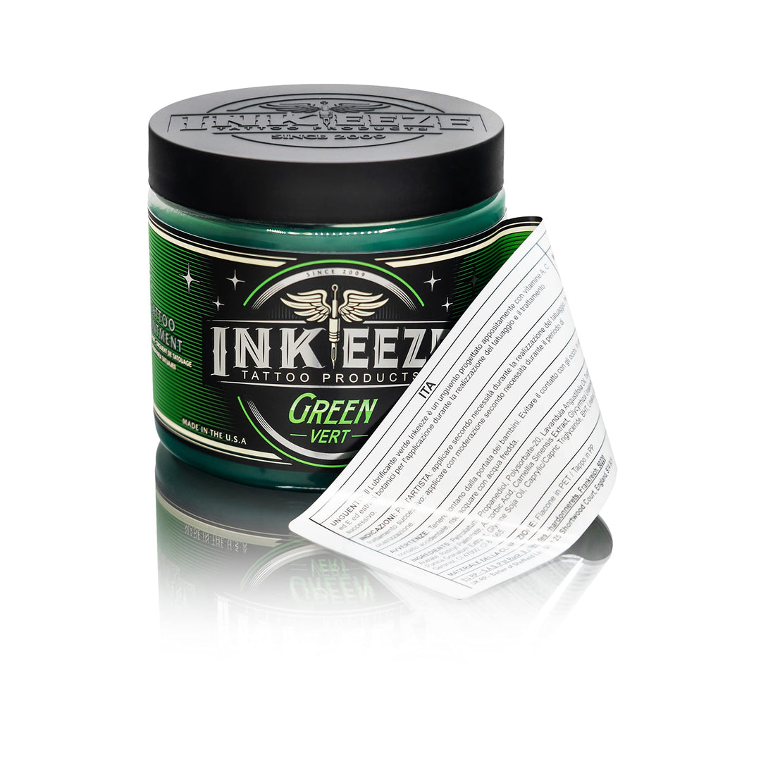 Green Tattoo Ointment for Artists and Aftercare, Essential Oils, Vegan, Cruelty Free, Made in USA, Lavender, 16oz