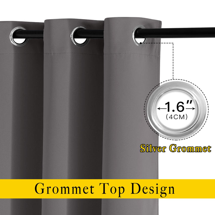 Gray Blackout Curtains for Bedroom 84 inches Long - Thermal Drapes Grommet Room Darkening Curtains Noise Reducing Window Treatments for Living Room (2 Panels, W52 x L84, Grey)
