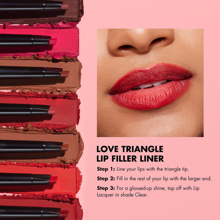 Love Triangle Lip Filler Liner, 2-in-1 Lip Liner Pencil For Sculpting & Filling, Long-Lasting Intense Color, Deep Brown