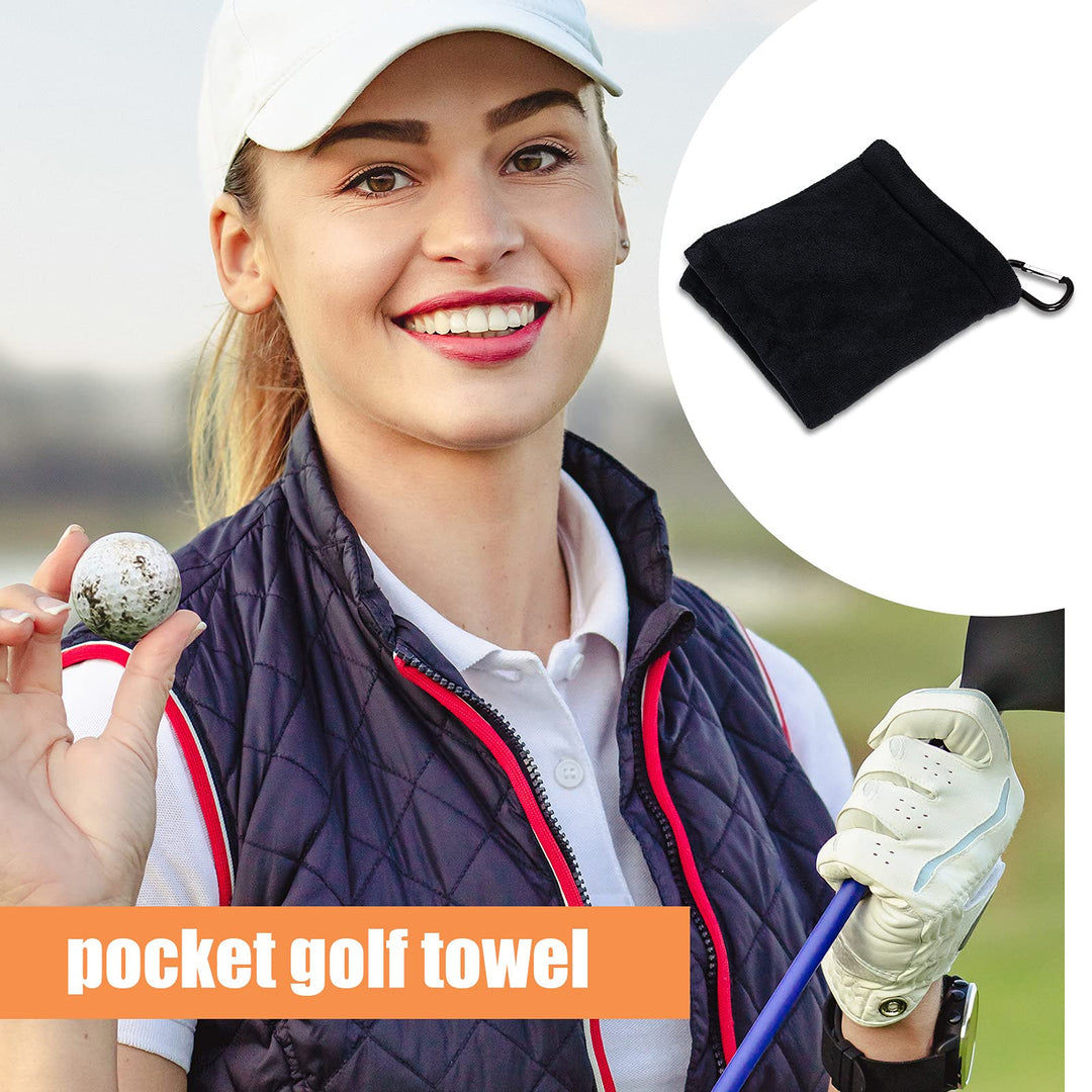 3 Pieces Golf Ball Towel 5.5 x 5.5 Inch Black Golf Wet and Dry Golf Towel Pocket Golf Towel with Clip Ball Towel Golf Ball Towel for Golf Course Exercise Towel