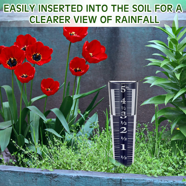 2 Pcs 5 Inch Capacity Rain Gauge Outdoor Easy to Read Rain Gauge for Yard Acrylic Rain Gauges Magnifying Scale and Numbers for Garden Yard Field Lawn