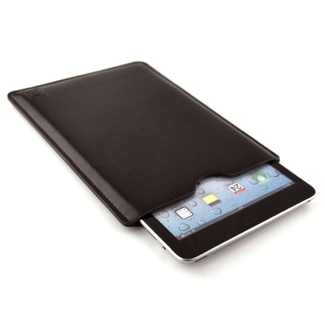 Executive Sleeve for iPad Mini 6, 5, 4, 3, 2, 1: Premium Synthetic Leather Tablet Case: Slim, Microfiber Lined, Professional, Protective Cover (Dark Brown)