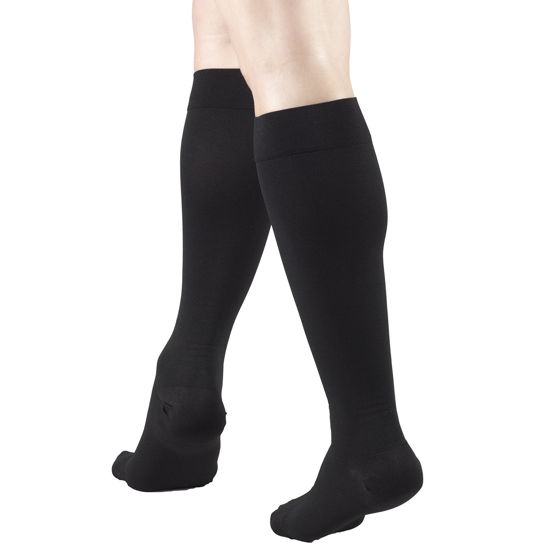 20-30 mmHg Compression Stockings for Men and Women Knee High Length Closed Toe, Black, Large