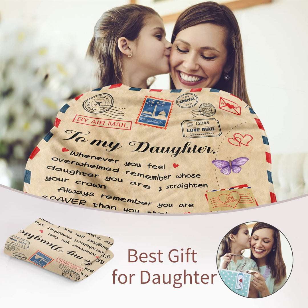 Daughter Blanket, Daughter Blankets from Mom Dad, Birthday for Daughter, I Love You Daughter Blanket Presents to My Daughter, Daughter Soft Bed Flannel Letter Throw Blanket 40 X 50