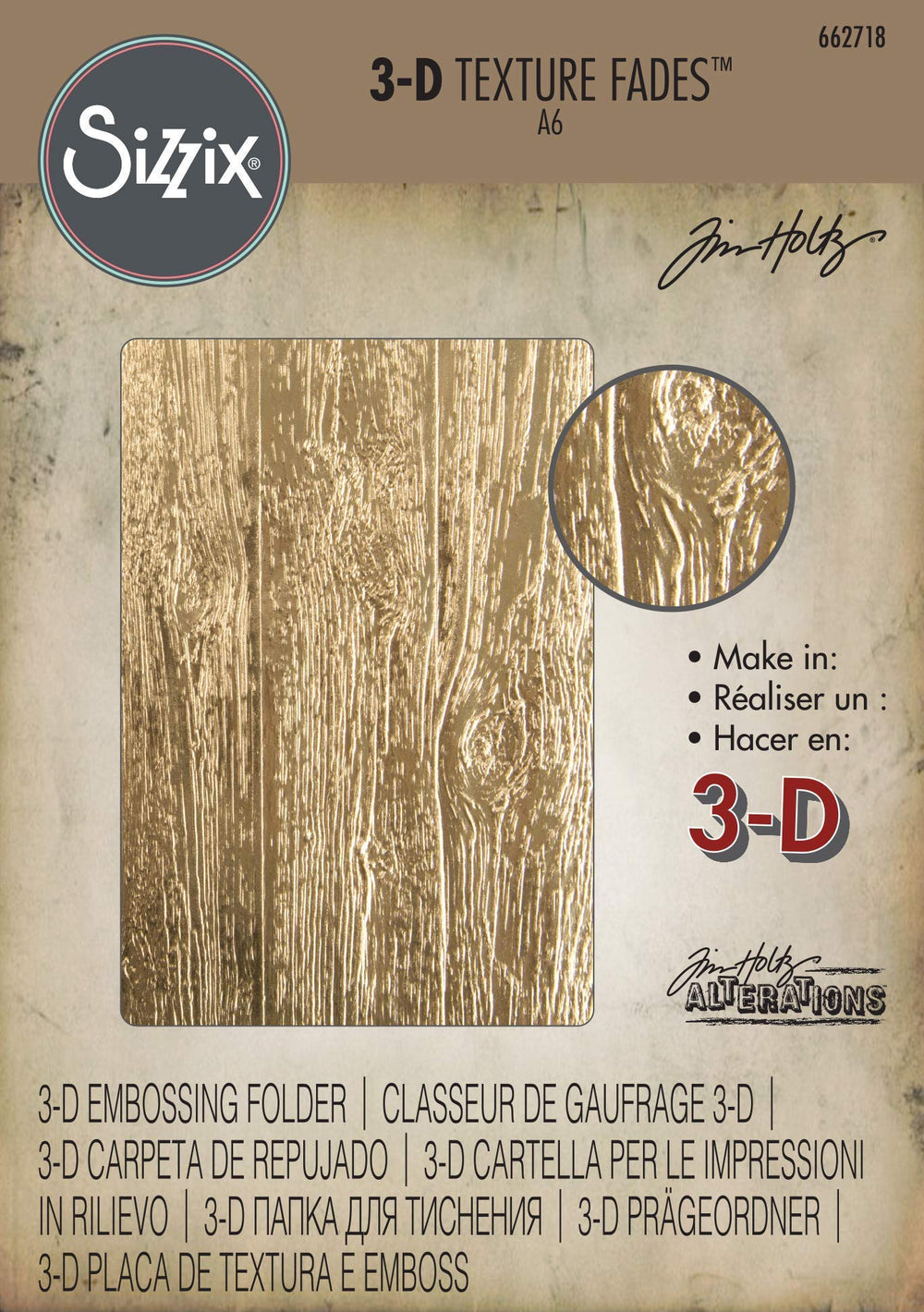 3-D Embossing , Tim Holtz, One Size, Lumber Folder