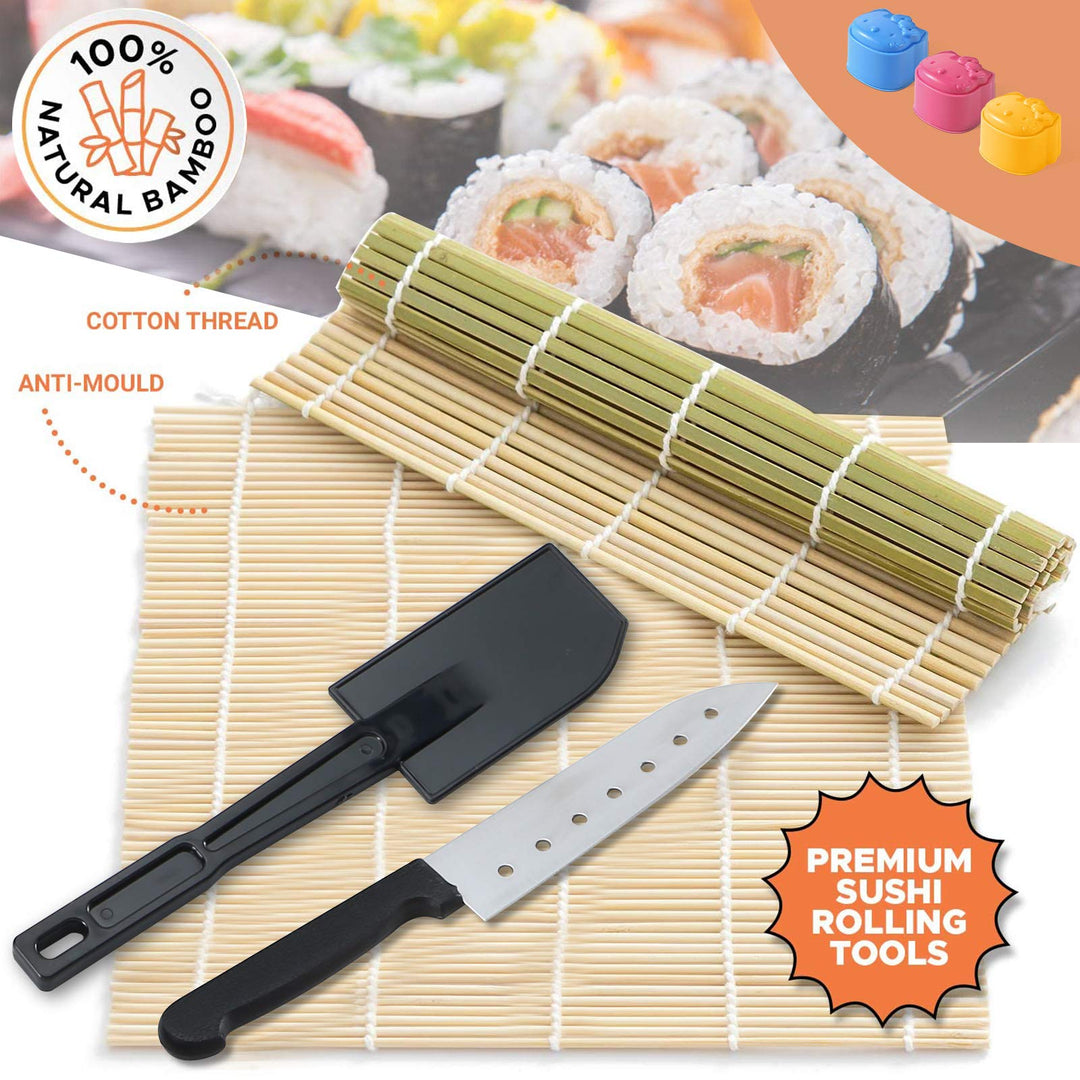 15 in 1 Sushi Making Kit, Sushi maker with 8 Sushi Rice Roll Mold Shapes, DIY Sushi Maker Tools with Bamboo Sushi Mat