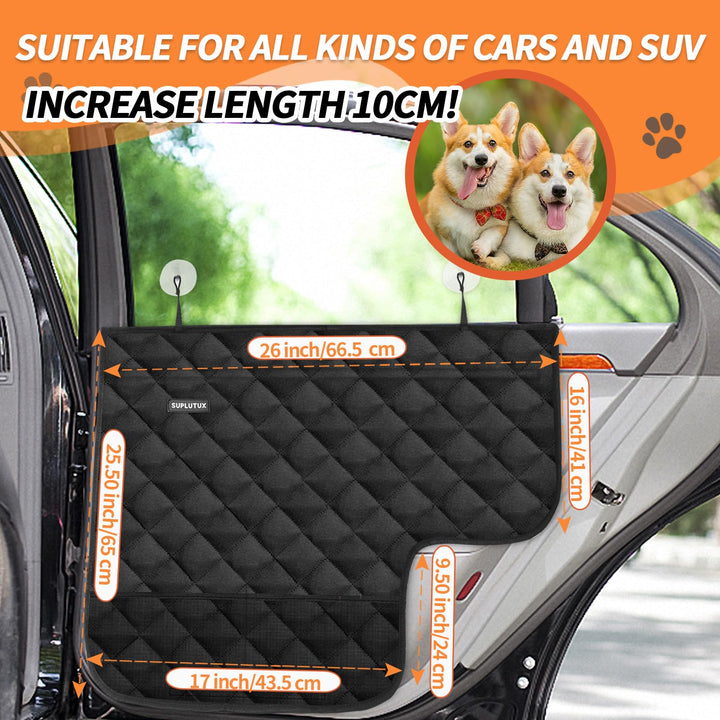 Car Door Protector from Dog Scratching | 2PCS Waterproof Nonslip Durable Pet Vehicle Protector for Dogs | Easy Attach Car Door Cover with Suction Cups | Anti-Scratch Dog Window Guards for Cars Black