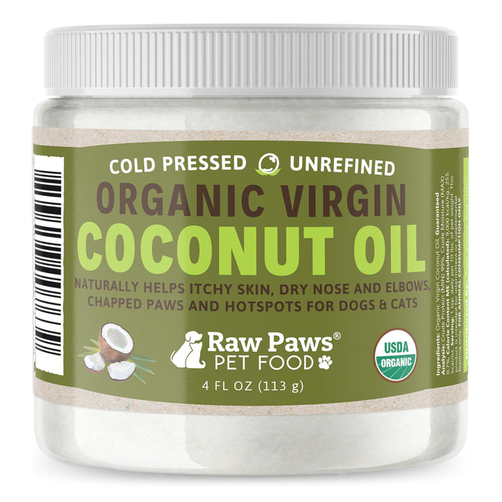 Virgin Organic Coconut Oil for Dogs & Cats, 4-oz - Treatment for Itchy Skin, Dry Nose, Paws - Hot Spot Lotion - Natural Hairball Remedy for Cats
