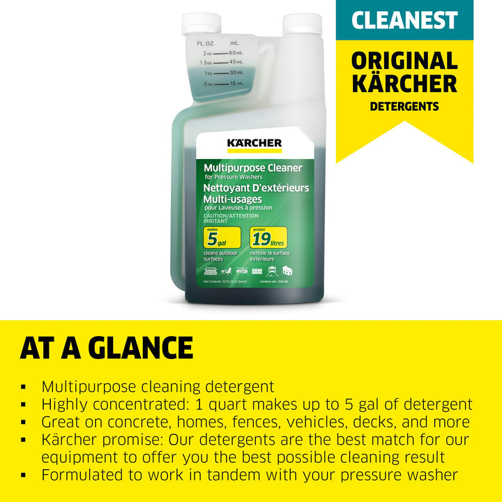 Karcher Multi-Purpose Cleaning Detergent Soap Cleaner for Pressure Power Washer, 1-Quart