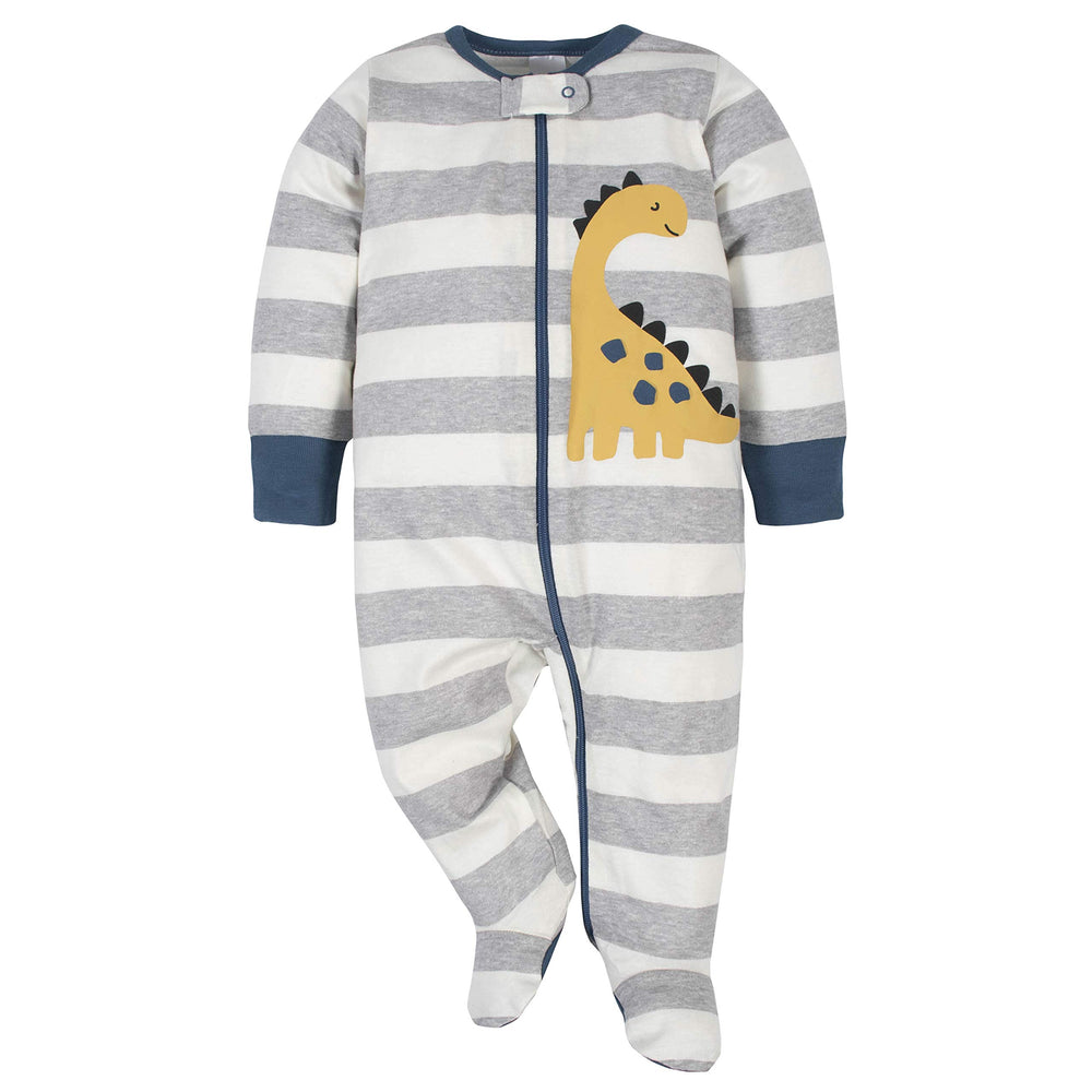 Baby Boys' 4 Pack Sleep 'N Play Footie, Dinosaur Blue, 6-9 Months