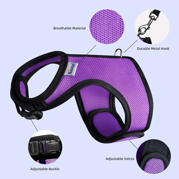 Adjustable Soft Harness with Elastic Leash for Rabbits (L, Pink)
