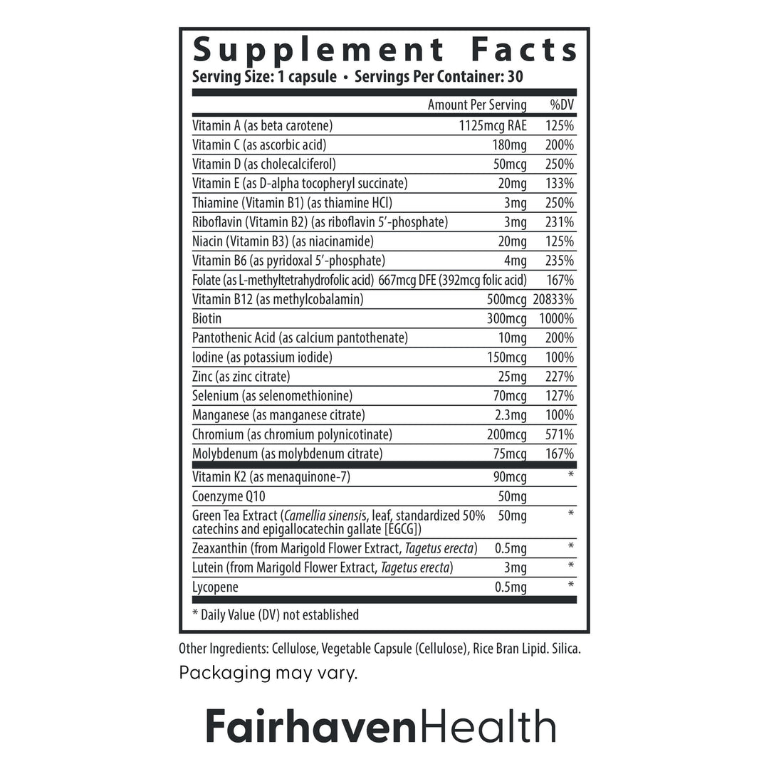 Womens Multivitamin Essentials | Once Daily Multivitamin for Women Support for Energy, Immune Health, Eye Health, Hormone Balance | Gluten, Dairy, Soy Free | Vegan | 30 Capsules