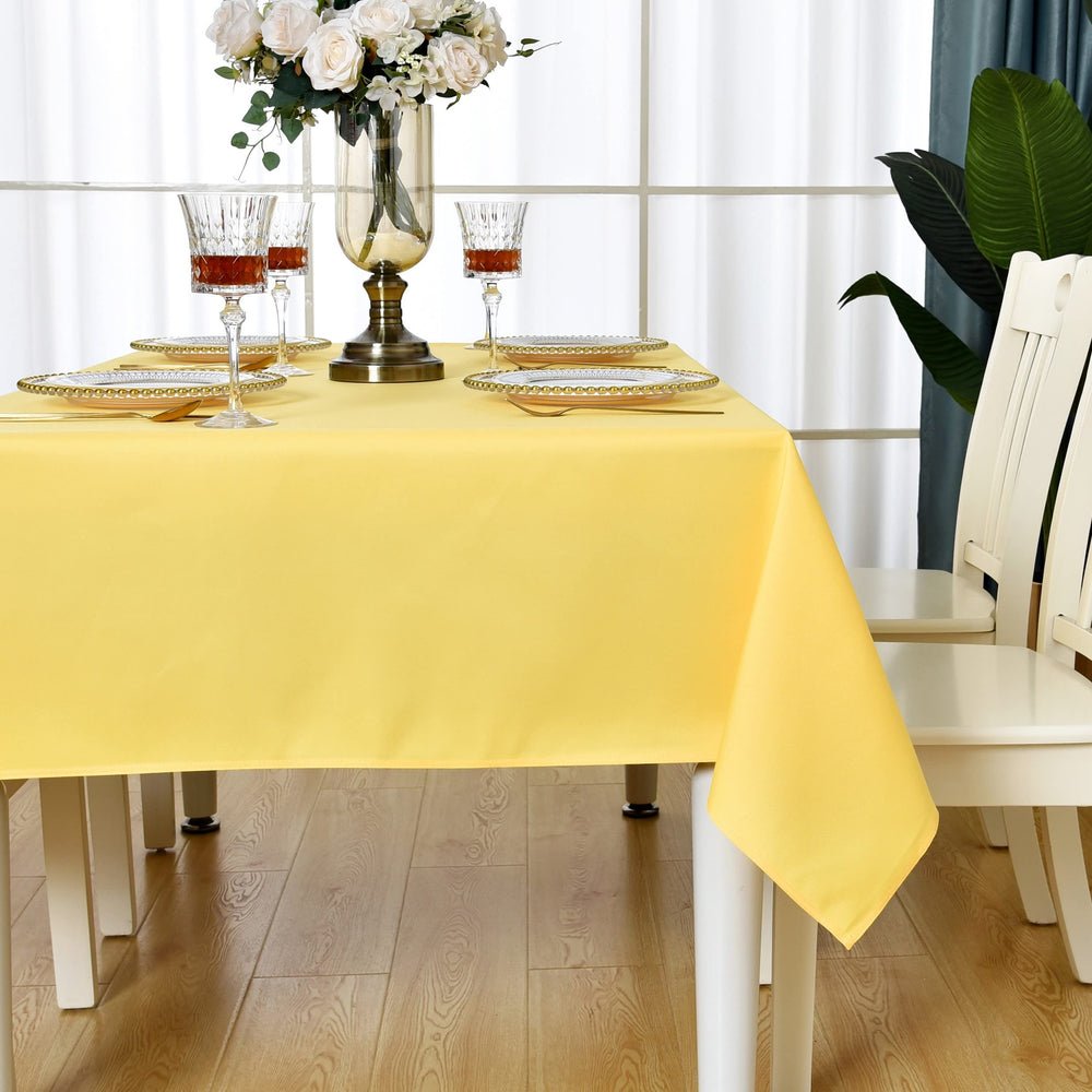 Yellow Rectangle Tablecloth Waterproof Stain Resistant Wrinkle Free Table Cloth 210GSM Polyester Wipeable Table Cover for Party, Banquet, Indoor and Outdoor - Rectangular/Oblong, 60 x 120 inch