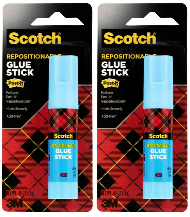 Scotch Removable Restickable Glue Stick, .49oz, Repositionable Stick, 2 Pack