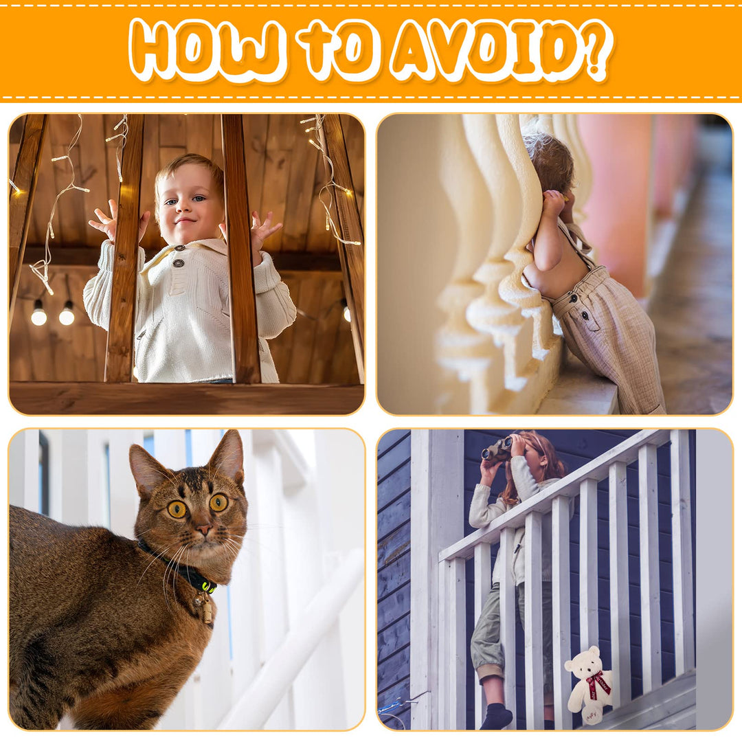 2 Sets Brown Baby Banister Guard, Kids Safety Stairway Net Child Rail Balcony Banister Net Proofing Pet Stair Railing Mesh Guard, Outdoor Toy Toddler Puppy Safe Stair Netting(20 x 3 Feet)