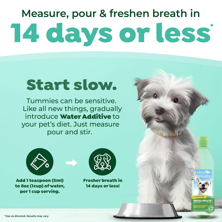 Fresh Breath Water Additive for Dogs | Dog Breath Freshener & Teeth Cleaning Solution | No Toothpaste or Toothbrush Required | 16 oz