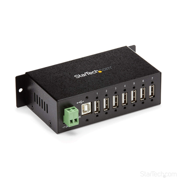 7-Port USB 2.0 Hub - Metal Industrial USB-A Hub with ESD Protection & 350W Surge Protection - Din Rail, Wall or Desk Mountable - TAA Compliant USB Expander Hub (ST7200USBM)