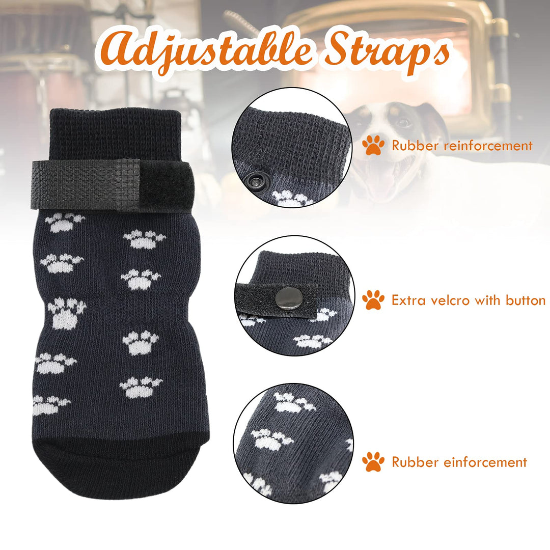 Anti Slip Dog Socks 3 Pairs - Dog Grip Socks with Straps Traction Control for Indoor on Hardwood Floor Wear, Pet Paw Protector for Small Medium Large Dogs L