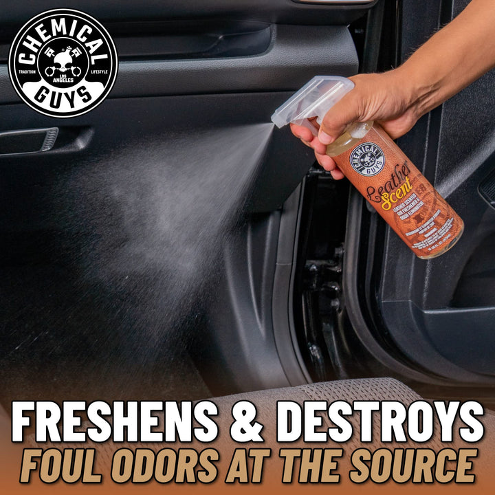 AIR_102_16 Leather Scent Premium Air Freshener and Odor Eliminator, Long-Lasting, Just Like New Scent for Cars, Trucks, SUVs, RVs & More, 16 fl oz