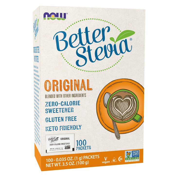 BetterStevia Zero-Calorie Granulated Sweetener Packets, Keto Friendly, Suitable for Diabetics, No Erythritol, 100 Packets