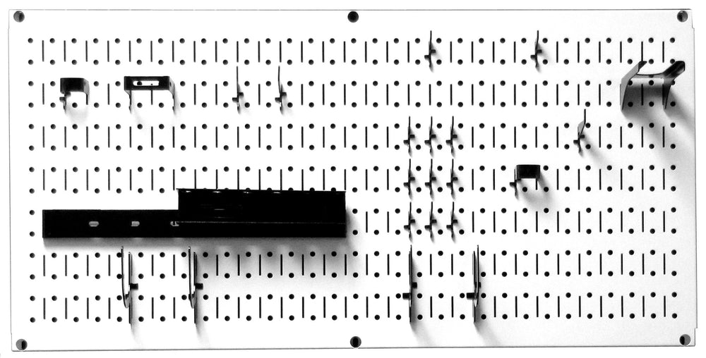 Modular Pegboard Tool Organizer System - Wall-Mounted Metal Peg Board Tool Storage Unit for Pegboard Tiling (White Pegboard)
