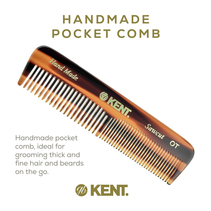 Kent AOT- Mens Coarse & Fine Toothed Small 113mm/4.45 Handmade Pocket Comb