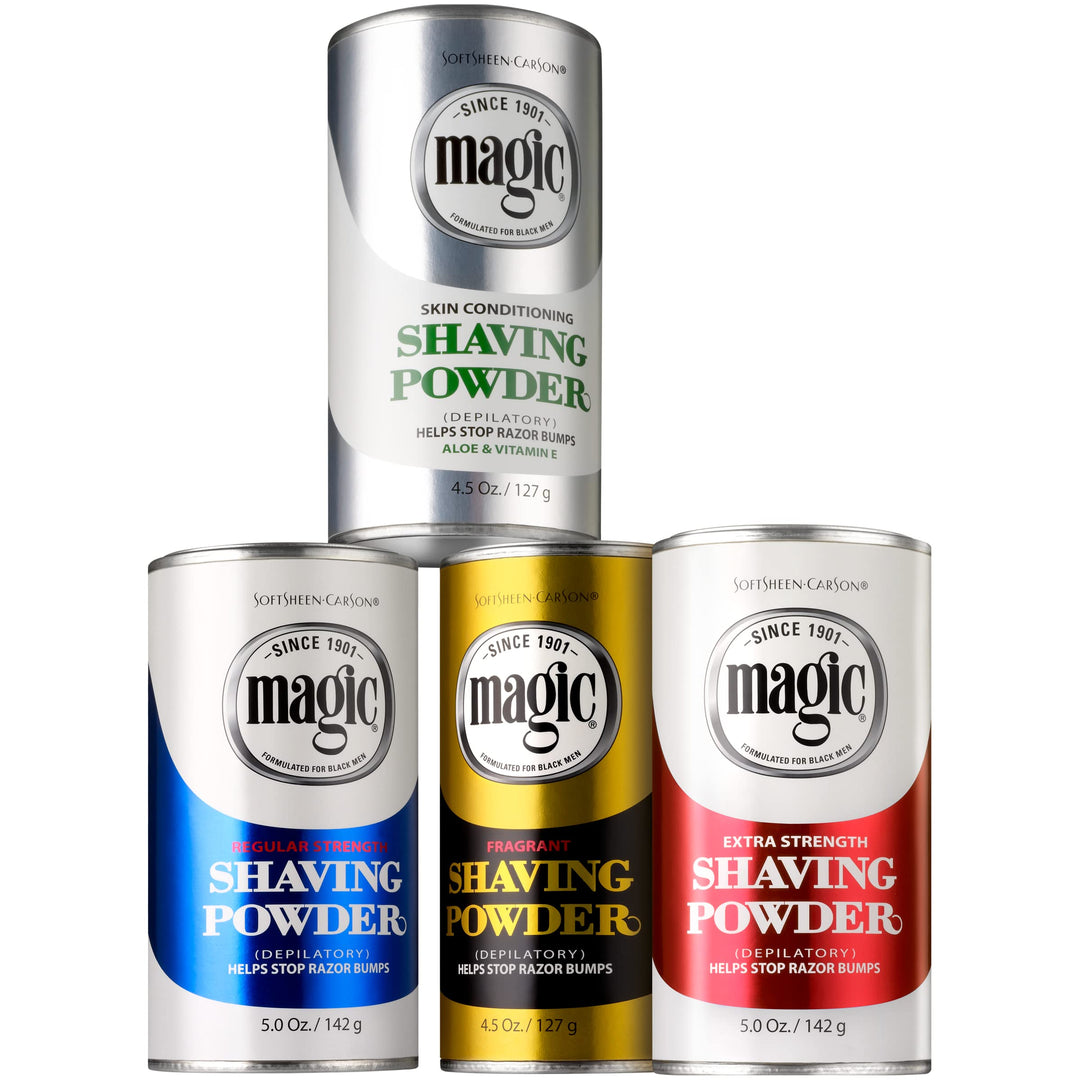 Magic Razorless Shaving for Men, Magic Skin Conditioning Shaving Powder, with Vitamin E and Aloe, formulated for Black Men, Depilatory, Helps Stop Razor Bumps, 4.5 oz