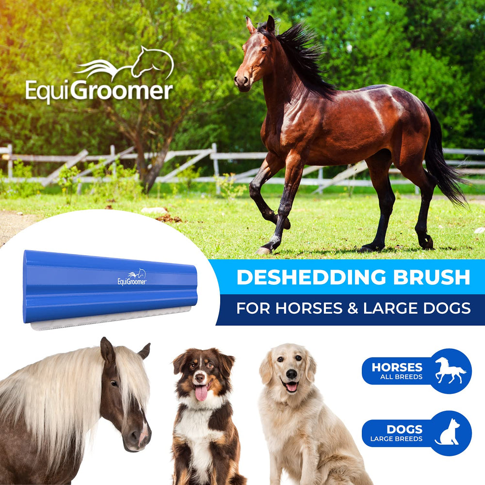 Deshedding 8 Brush for Horses | Blue | Undercoat Tool for Large Pets With Short and Long Hair | Comb Removes Loose Dirt, Hair and Fur | Professional Horse Brush for Grooming Shedding