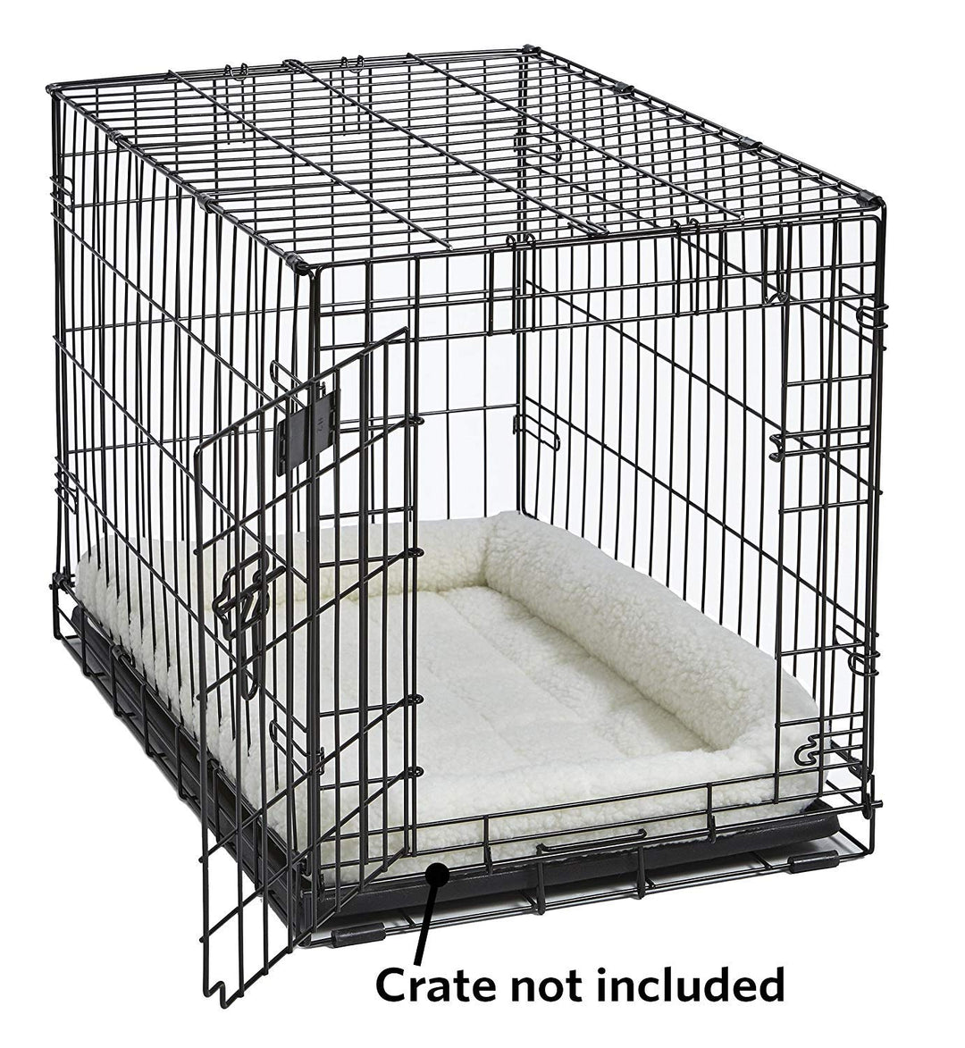 Bolster Dog Bed 48L-Inch White Fleece Dog Bed w/Comfortable Bolster | Ideal for Extra Large Dog Breeds & Fits a 48-Inch Dog Crate | Easy Maintenance Machine Wash & Dry