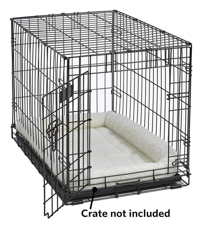 Bolster Dog Bed 48L-Inch White Fleece Dog Bed w/Comfortable Bolster | Ideal for Extra Large Dog Breeds & Fits a 48-Inch Dog Crate | Easy Maintenance Machine Wash & Dry